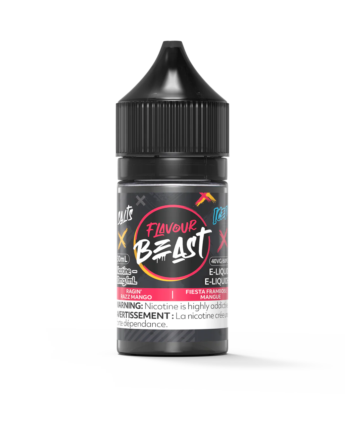 Flavour beast E liquid 10mg 30ml Ragin’ Razz Mango*