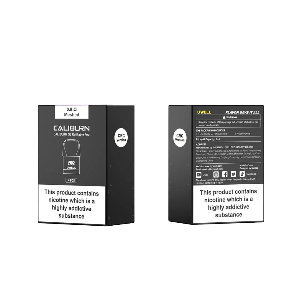 Caliburn G3 pods (4 Pack) 0.9 OHMS 2ml